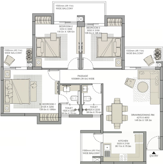 3 BHK Flat in Live By The Greens in Sector 150, Noida - Image 686842