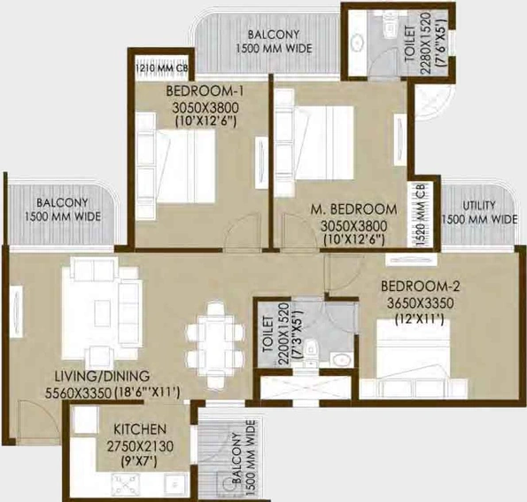 3 BHK Flat in CRC Sublimis in Sector 1, Greater Noida - Image 673514
