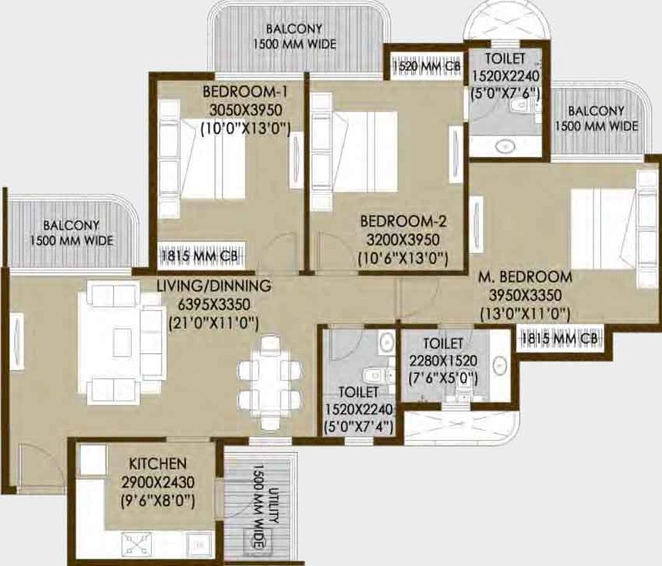 3 BHK Flat in CRC Sublimis in Sector 1, Greater Noida - Image 673515