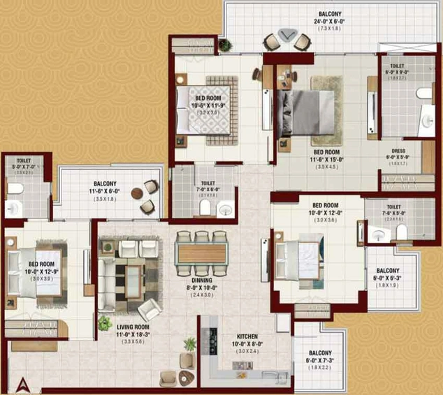 4 BHK Flat in Irish Pearls in Sector 1, Greater Noida - Image 568062