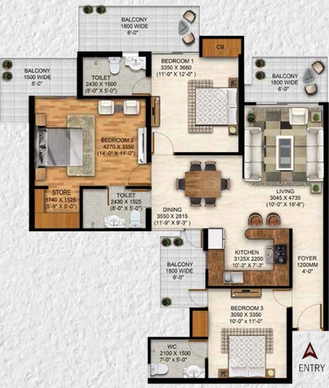 3 BHK Flat in Vrinda Heritage Skyward in Sector 1, Greater Noida - Image 504844