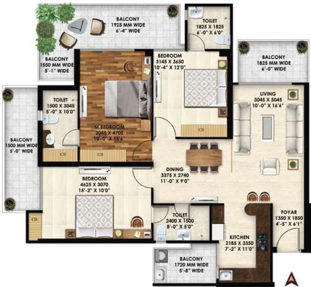 3 BHK Flat in SKA Orion in Sector 143, Noida - Image 661942