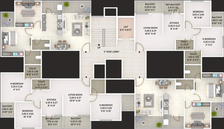 Floor Plan of Marne Maithili Square in Kiwale, Pune - Image 16524