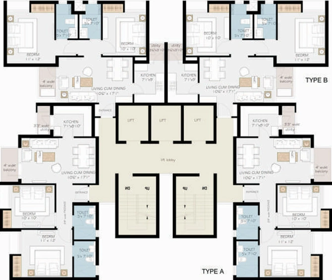 Floor Plan of Jaypee Greens Kube in Sector 128, Noida - Image 49994
