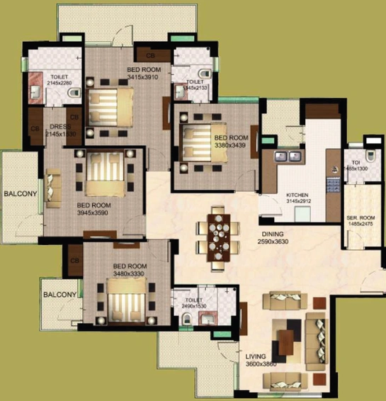 4 BHK Flat in Logix Blossom County in Sector 137, Noida - Image 498521