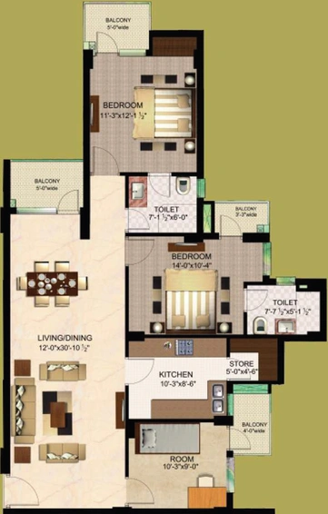3 BHK Flat in Logix Blossom County in Sector 137, Noida - Image 498519