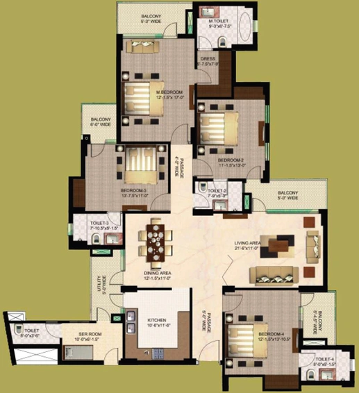 4 BHK Flat in Logix Blossom County in Sector 137, Noida - Image 498522