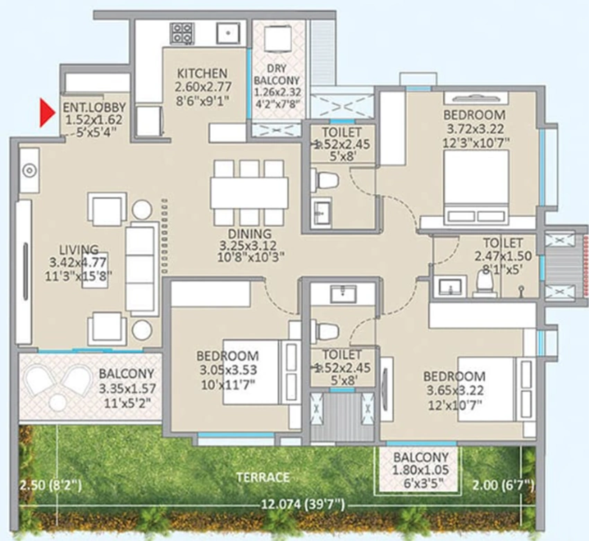 3 BHK Flat in Kolte Little Earth in Mamurdi, Pune - Image 905619