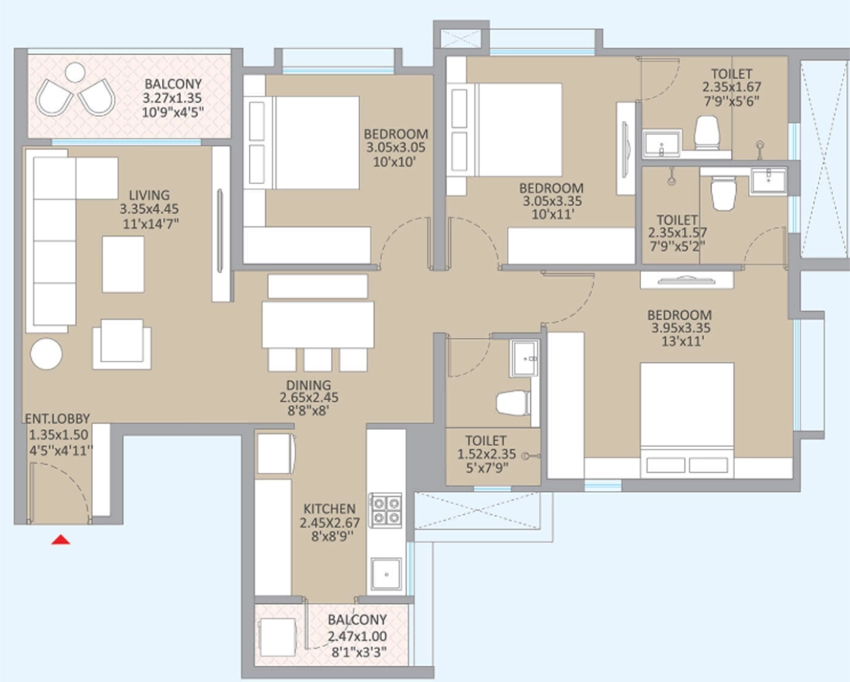 3 BHK Flat in Kolte Little Earth in Mamurdi, Pune - Image 905618