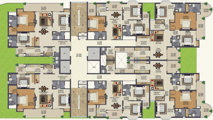 Floor Plan of Ajnara Klock Tower in Sector 128, Noida - Image 50228