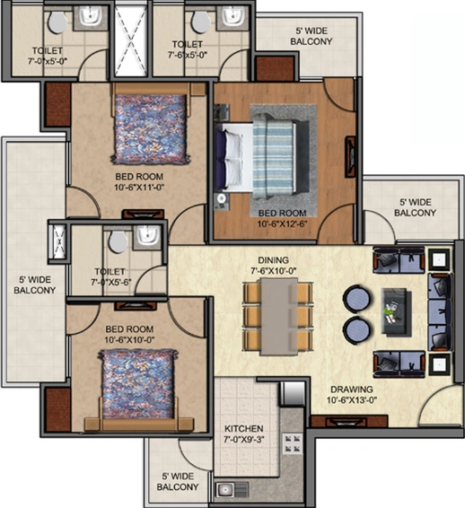 3 BHK Flat in Rajhans Residency in Sector 1, Greater Noida - Image 505470