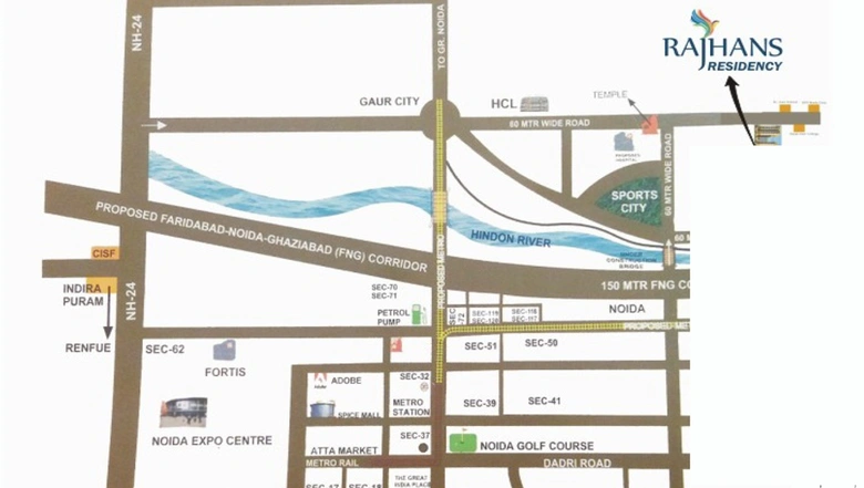Location of Rajhans Residency in Sector 1, Greater Noida - Image 53481