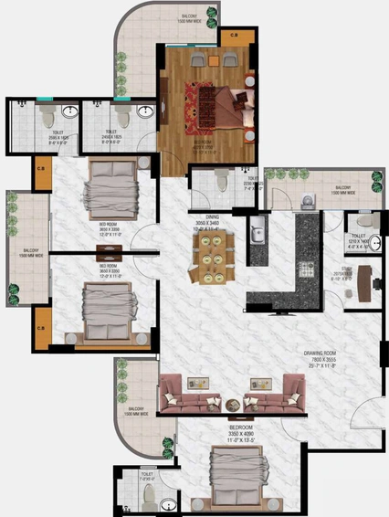 4 BHK Flat in Spring Elmas in Sector 12, Greater Noida - Image 621196