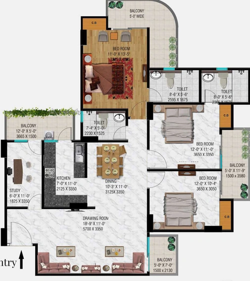 3 BHK Flat in Spring Elmas in Sector 12, Greater Noida - Image 621195