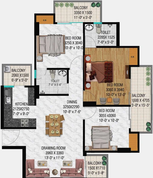 3 BHK Flat in Spring Elmas in Sector 12, Greater Noida - Image 621193