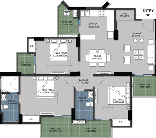 3 BHK Flat in Gulshan Bellina in Sector 16 B, Greater Noida - Image 506502