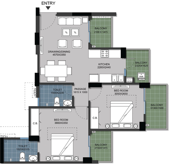 2 BHK Flat in Gulshan Bellina in Sector 16 B, Greater Noida - Image 506499