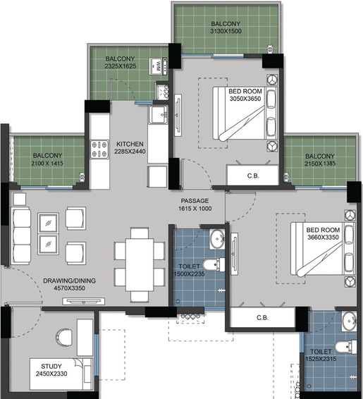 2 BHK Flat in Gulshan Bellina in Sector 16 B, Greater Noida - Image 506500