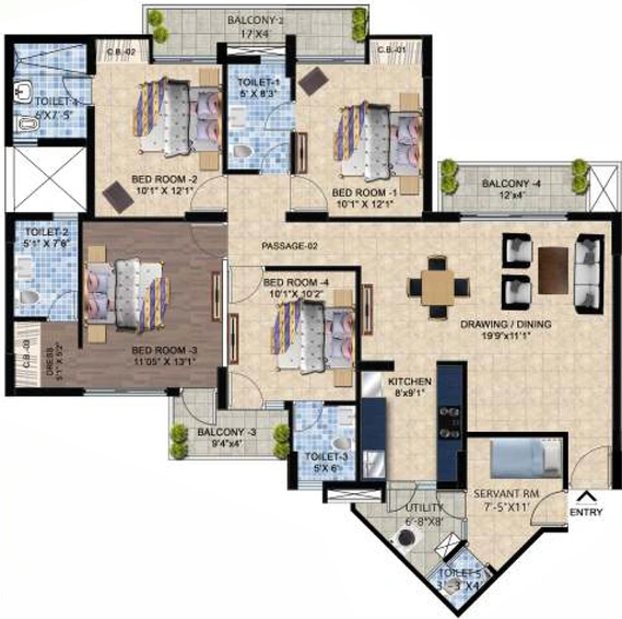 4 BHK Flat in Sikka Kaamya Greens in Sector 10, Greater Noida - Image 506565