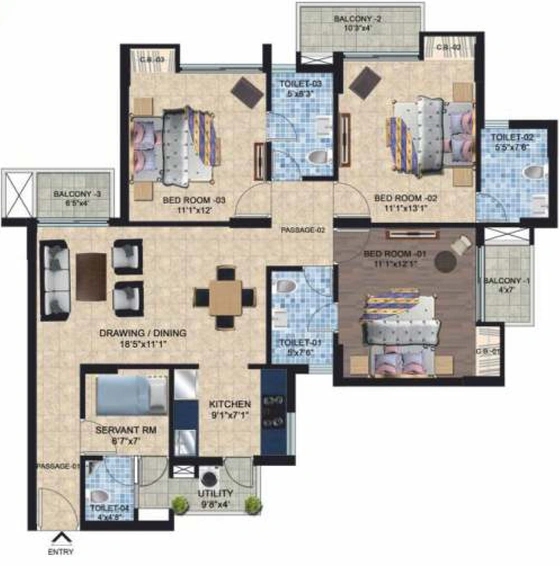 3 BHK Flat in Sikka Kaamya Greens in Sector 10, Greater Noida - Image 506563