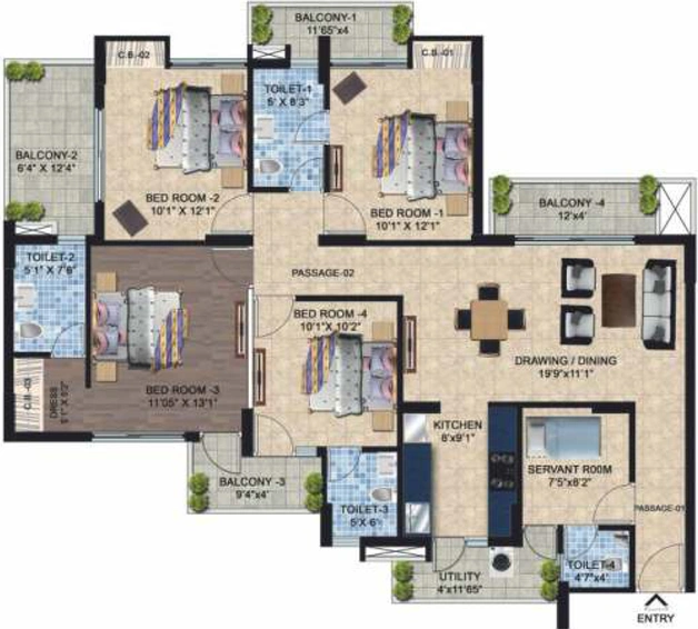 4 BHK Flat in Sikka Kaamya Greens in Sector 10, Greater Noida - Image 506564