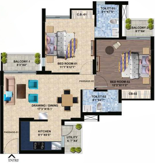 2 BHK Flat in Sikka Kaamya Greens in Sector 10, Greater Noida - Image 506560