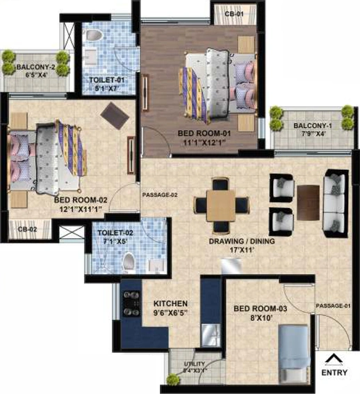 3 BHK Flat in Sikka Kaamya Greens in Sector 10, Greater Noida - Image 506561