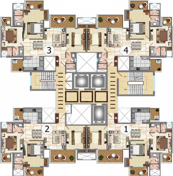 Floor Plan of Ajnara The Belvedere in Sector 79, Noida - Image 50445