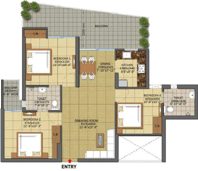 3 BHK Flat in Gaur City 7th Avenue in Sector 16 C, Greater Noida - Image 633892