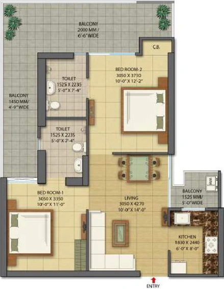 2 BHK Flat in Gaur City 7th Avenue in Sector 16 C, Greater Noida - Image 633890