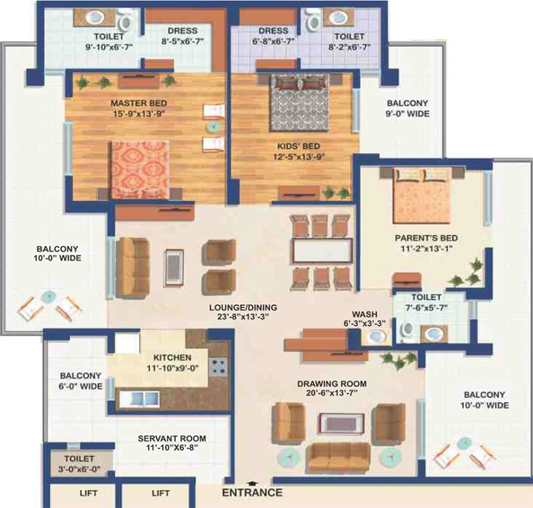 3 BHK Flat in Laureate Parx in Sector 108, Noida - Image 499636