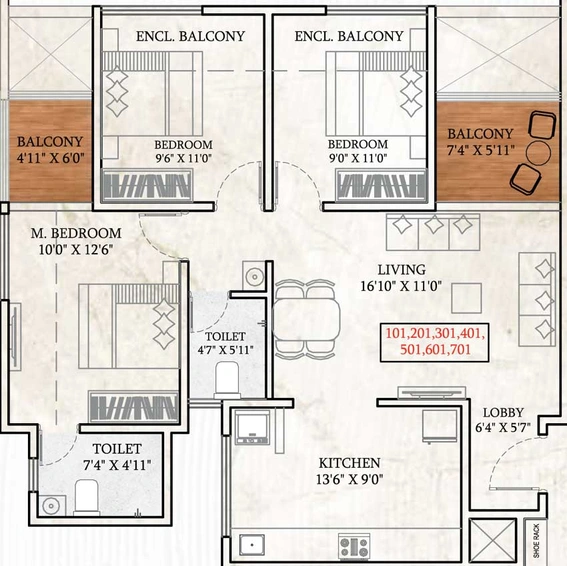 3 BHK Flat in Shelter 24 Marvel in Kiwale, Pune - Image 434232