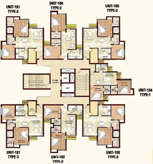 Floor Plan of Logix Blossom Greens in Sector 143, Noida - Image 51074