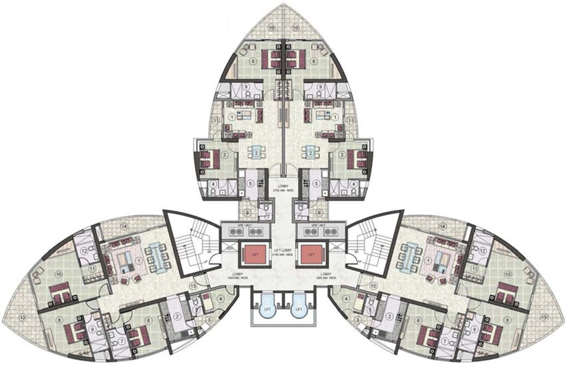 Floor Plan of Jaypee Tiara Tower in Sector 128, Noida - Image 51178