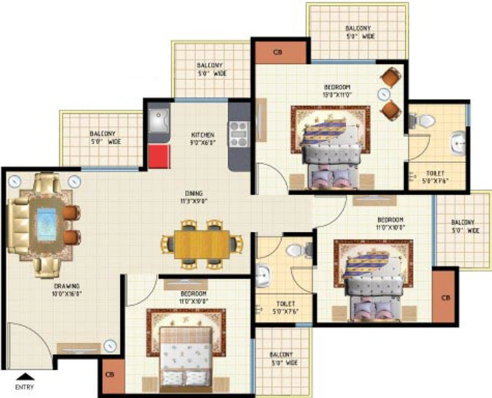 3 BHK Flat in Amrapali Princely Estate in Sector 76, Noida - Image 501557