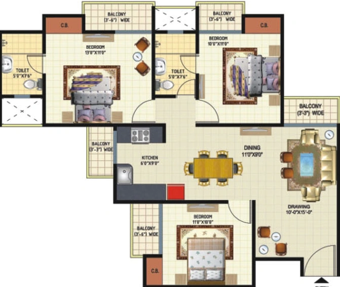 3 BHK Flat in Amrapali Princely Estate in Sector 76, Noida - Image 501556