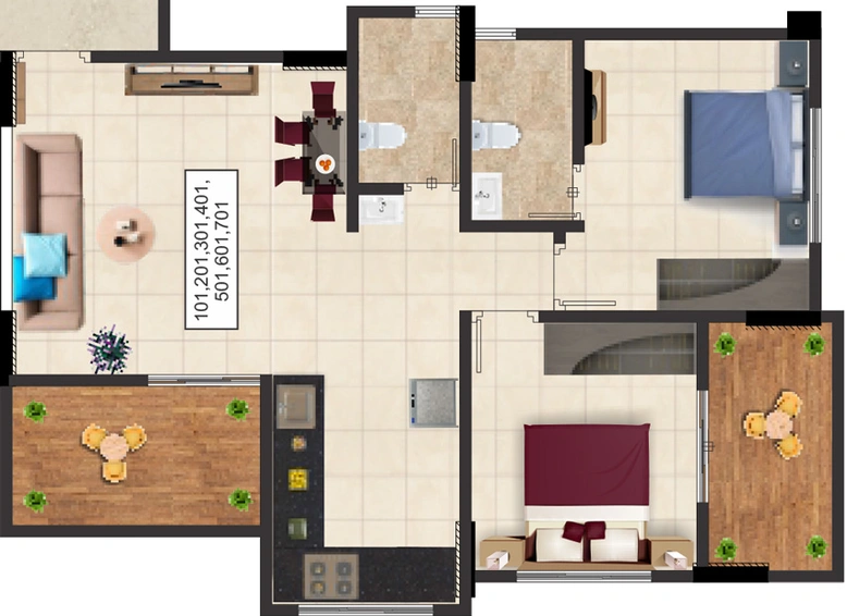 2 BHK Flat in K.C.B Platinum Plaza in Ravet, Pune - Image 434000