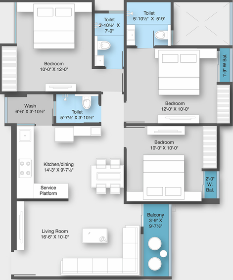 3 BHK Flat in Dhimahi Vrundavan Bliss in Waghodia Road, Vadodara - Image 698280