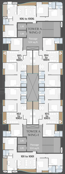 Floor Plan of Kamaxi Highrise in Sama Savli Road, Vadodara - Image 128446