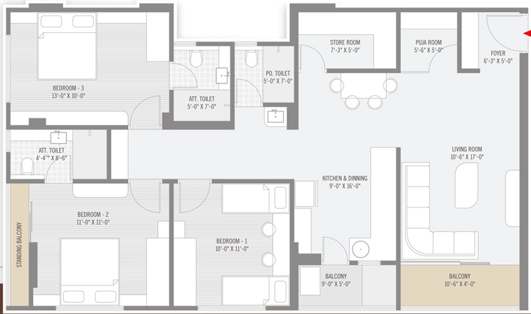 3 BHK Flat in Madhuvan The Status in Harni, Vadodara - Image 487222
