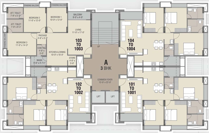 Floor Plan of Shreenath Heights 2 in Vemali, Vadodara - Image 101045
