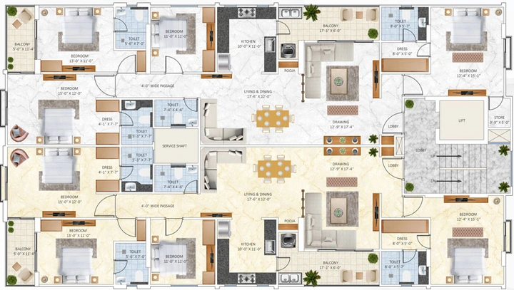 Floor Plan of Gangaa Royal Gracia in Mahaveer Nagar, Jaipur - Image 80214