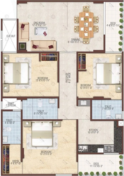 3 BHK Flat in Studio Guru Kripa Aaradhana in Mansarovar, Jaipur - Image 394670