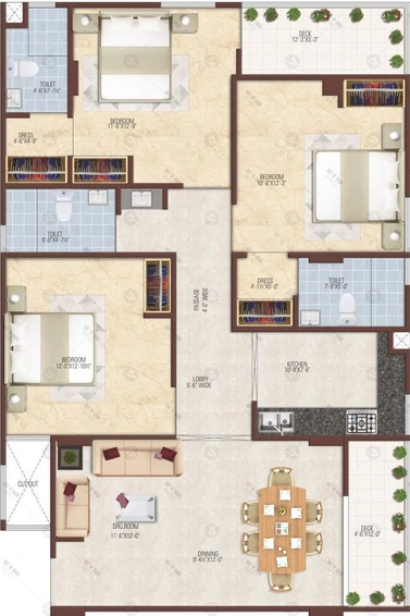 3 BHK Flat in Studio Guru Kripa Aaradhana in Mansarovar, Jaipur - Image 394671