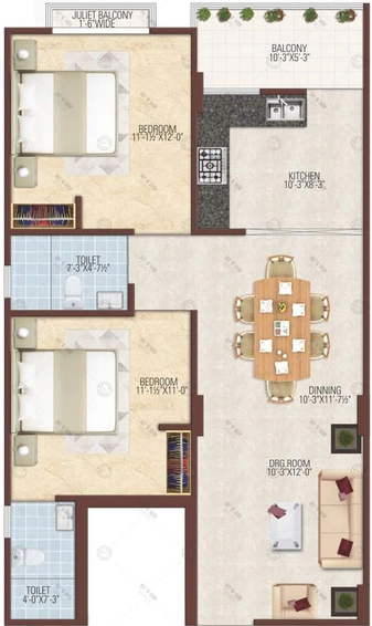 2 BHK Flat in Studio Guru Kripa Aaradhana in Mansarovar, Jaipur - Image 394669
