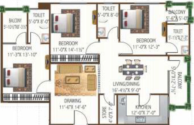 3 BHK Flat in SNG Krishnangan in Bani Park, Jaipur - Image 280031