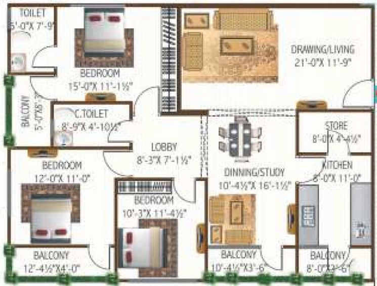 3 BHK Flat in SNG Krishnangan in Bani Park, Jaipur - Image 280032