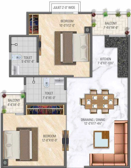 2 BHK Flat in The Century Elite in Ajmer Road, Jaipur - Image 503128