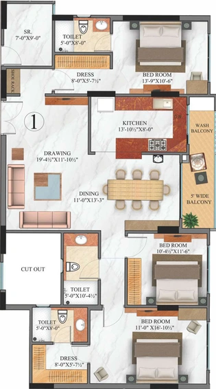 3 BHK Flat in Trimurty Arabella in Bani Park, Jaipur - Image 281982