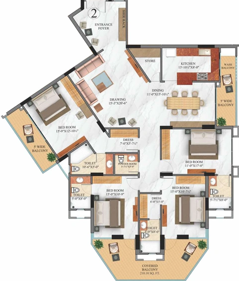 4 BHK Flat in Trimurty Arabella in Bani Park, Jaipur - Image 281986
